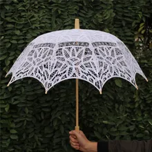 Paraguas de encaje para novia, sombrilla de YO CHO de algodón, accesorios de decoración para fiestas, Bordado hecho a mano de boda