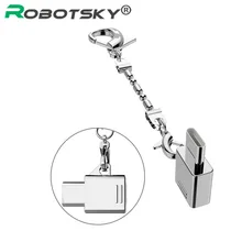 Металлический адаптер Robotsky usb type C Micro USB To type-C USB 3,1 OTG конвертер для Xiaomi 4C Mi5 samsung S8 huawei P9 LG с цепочкой