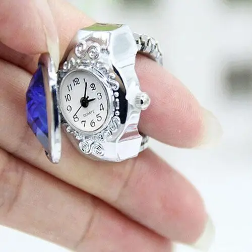 Women's Watch Rings Fashion Luxury Rhinestone Ring Watch Oval Cover
