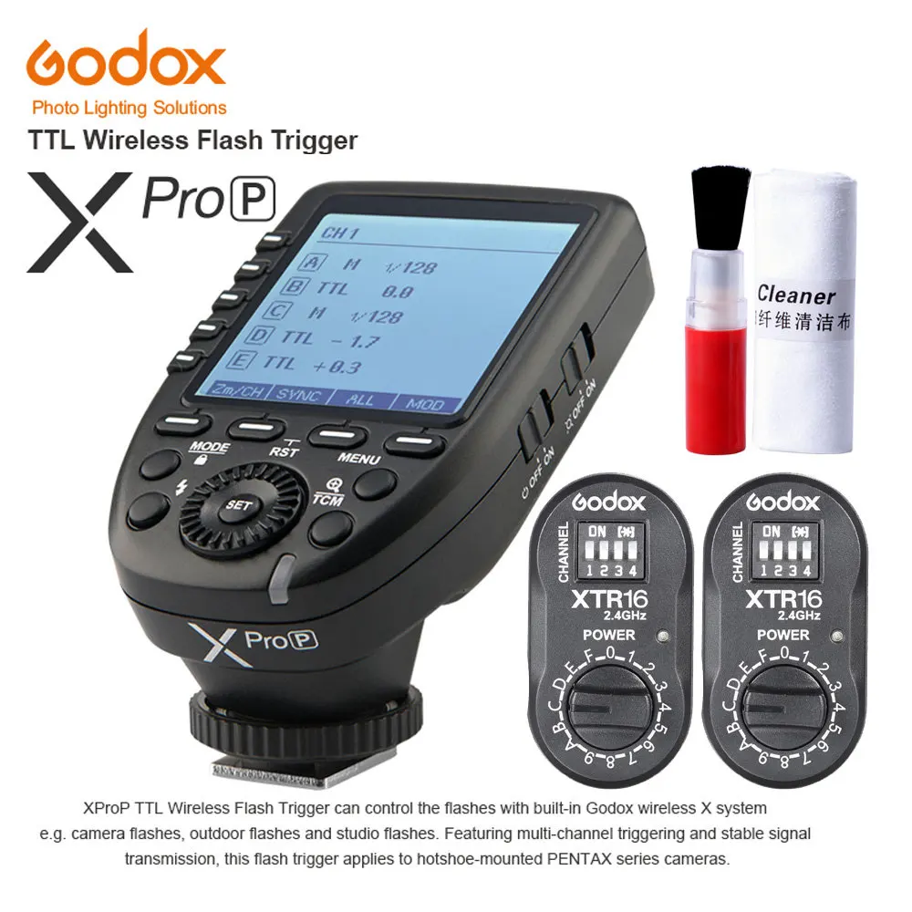 Godox ttl 2,4G Беспроводная система X HSS Беспроводной Беспроводная вспышка триггера Xpro-P XTR-16 импульсного иои непрерывного света для Pentax K-1 645Z K70 K50 KP K-S2 - Цвет: 1x Xpro-P 2x XTR-16