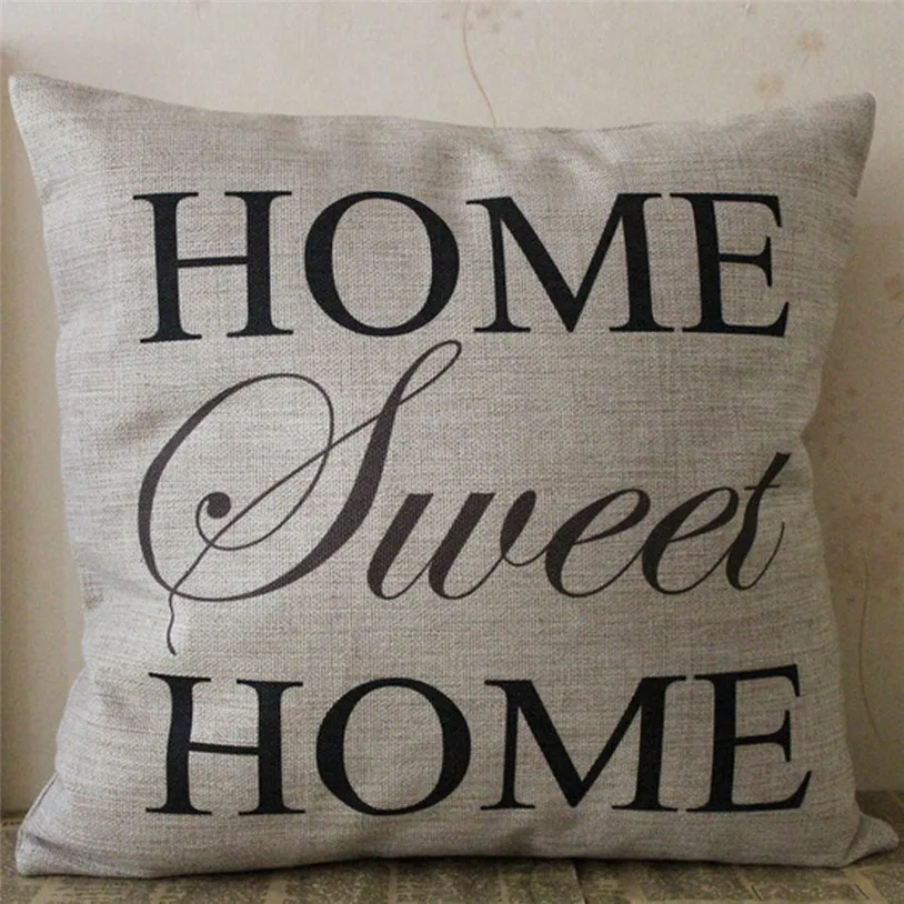 

Low Price "home sweet home "Cotton Linen Leaning Cushion Throw Pillow Covers Pillowslip Case Good Design 45*45 cm #e