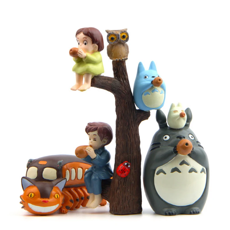 9pcs/lot New My Neighbor Totoro Satsuki Mei Wood Owl PVC Action Figure Collection Model Toy | Игрушки и хобби