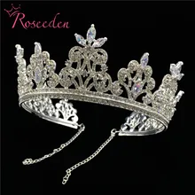 Luxury CZ Wedding Pageant Gold Tiara crown Cubic Zircon Crystal Bridal pageant Crowns Diadem for women RE3072 wedding bridal tiara crown clear zircon crystal rhinestones women brides diadem pageant party