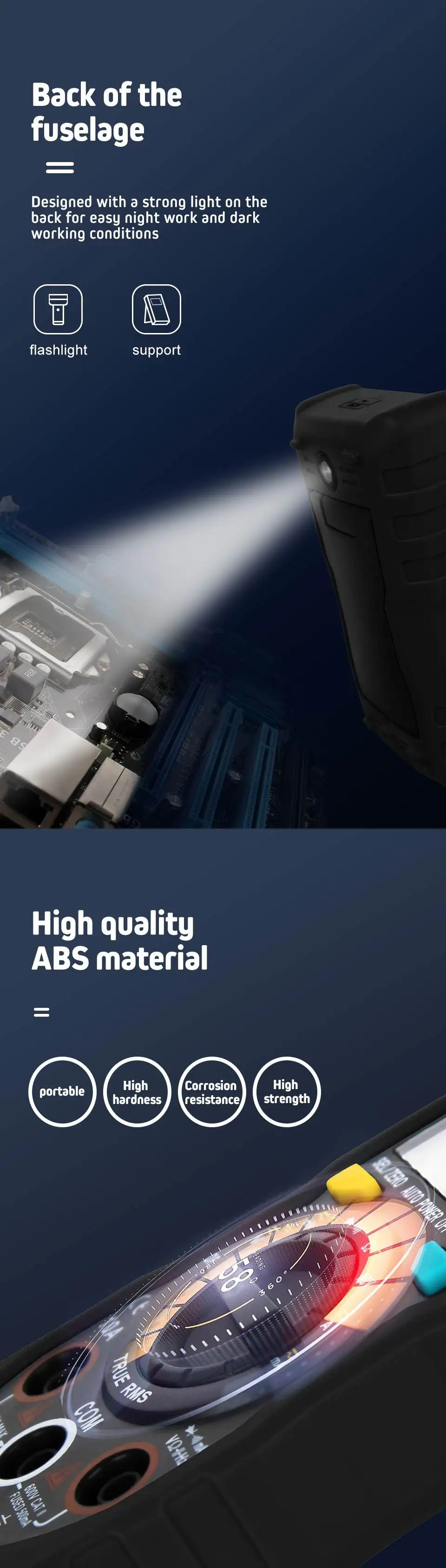 ANENG V03B 4000 отсчетов авто-Диапазон Цифровой мультиметр True RMS с измерением емкости подсветка+ фонарик