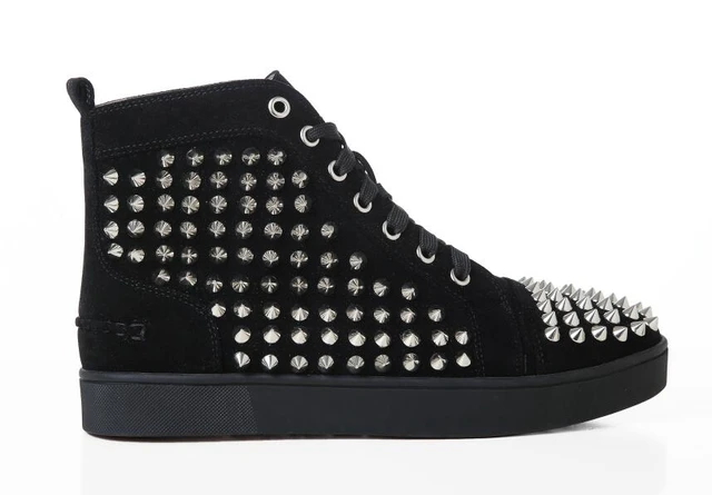 Men Studded Rivet Spike Lace Up High Tops Shoes Causal Flats