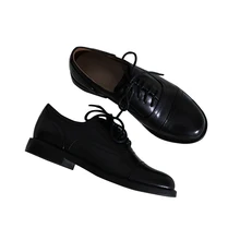 Туфли-оксфорды на плоской подошве в британском стиле; женские весенние туфли-оксфорды из мягкой кожи; повседневная обувь на плоской подошве; женская обувь на шнуровке; броги в стиле ретро