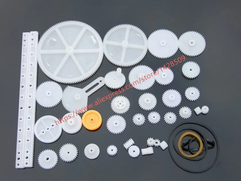 34 шт./лот, разные типы пластиковых мини-зубчатых и зубчатых шестеренок и червячный зубчатый шкив для ремня для Сделай Сам Игрушечная модель