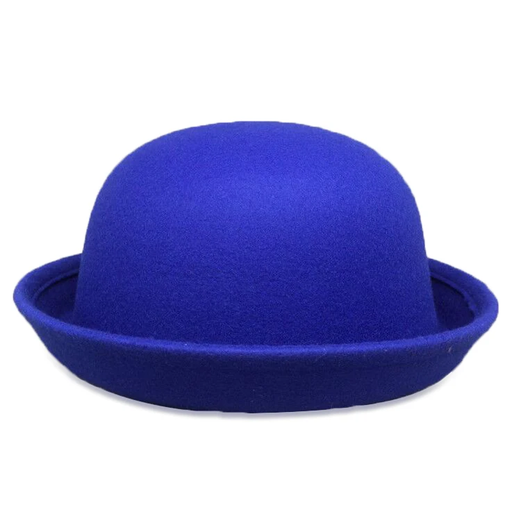 Fashion Winter Women Classic Vintage Jazz Warm Ladies Fedoras Bucket Casual Cotton Solid Sweet Outdoor Caps Top Small Hats - Цвет: Royal Blue