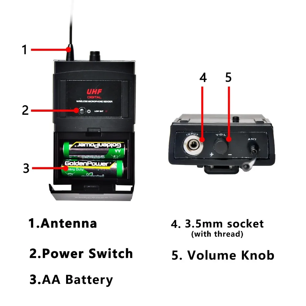 Freeboss FB-U10H2 двухсторонний цифровой UHF беспроводной микрофон с 2 отворотами 2 Микрофон для гарнитуры 2 передатчика