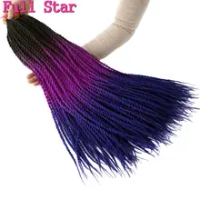 Ямайский Сенегальский крутить крючком волос Полный Звезда 1 шт. 100 г Ombre крючком, плетение синтетических черный фиолетовый замок волос Twist косы