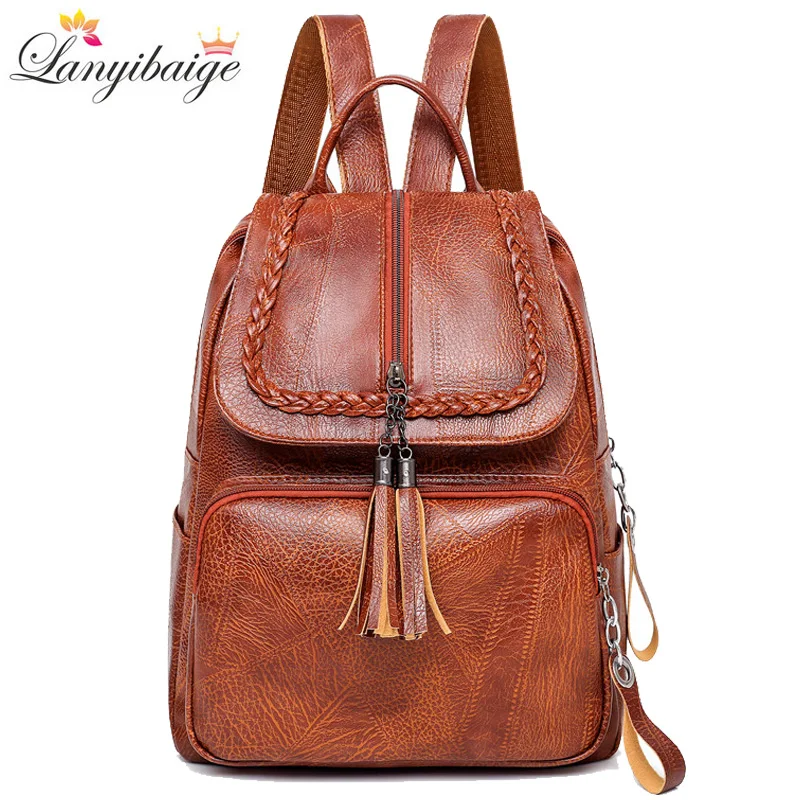 

Vintage 3-in-1 Women Backpack High Quality Leather Travel Backpacks For Teenage Girls Female School Shoulder Bag Bagpack Mochila