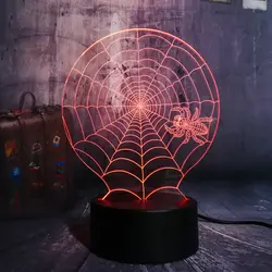 Новый блеск горячие 3D Хэллоуин Страшные сцены светодио дный ночник паутина паук веб-полезная настольная лампа ужас Home Decor малыш