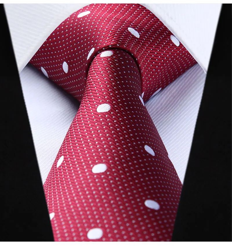 Для мужчин бордовые в горошек 3.4 "Шелковый Галстук свадьбу платок Набор Новый # td706u8s Тканые Классический галстук
