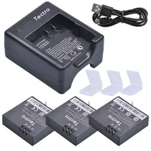 Tectra 3pcs 1400mAh AZ16-1 Battery for Xiaomi Yi 4K II Repalcement Battery+USB Charger for XiaoYi 4K 2 Action Sports Cameras