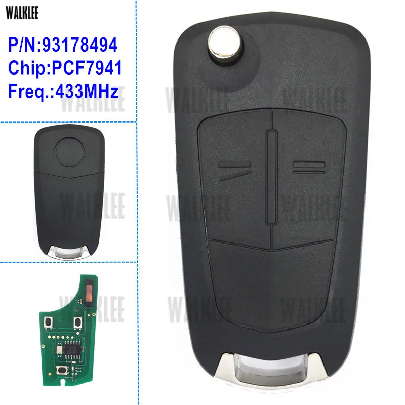 Комплект дистанционного ключа WALKLEE для Opel/Vauxhall Astra H 2004 2009 Zafira B 2005 2013 системы