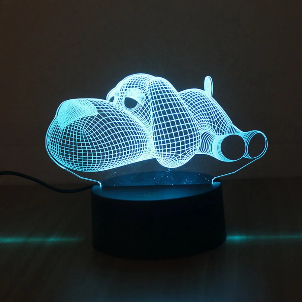 В форме животных сенсорная настольная лампа 7 цветов меняющая настольная лампа 3D лампа светодиодный ночник стереоскопическое освещение
