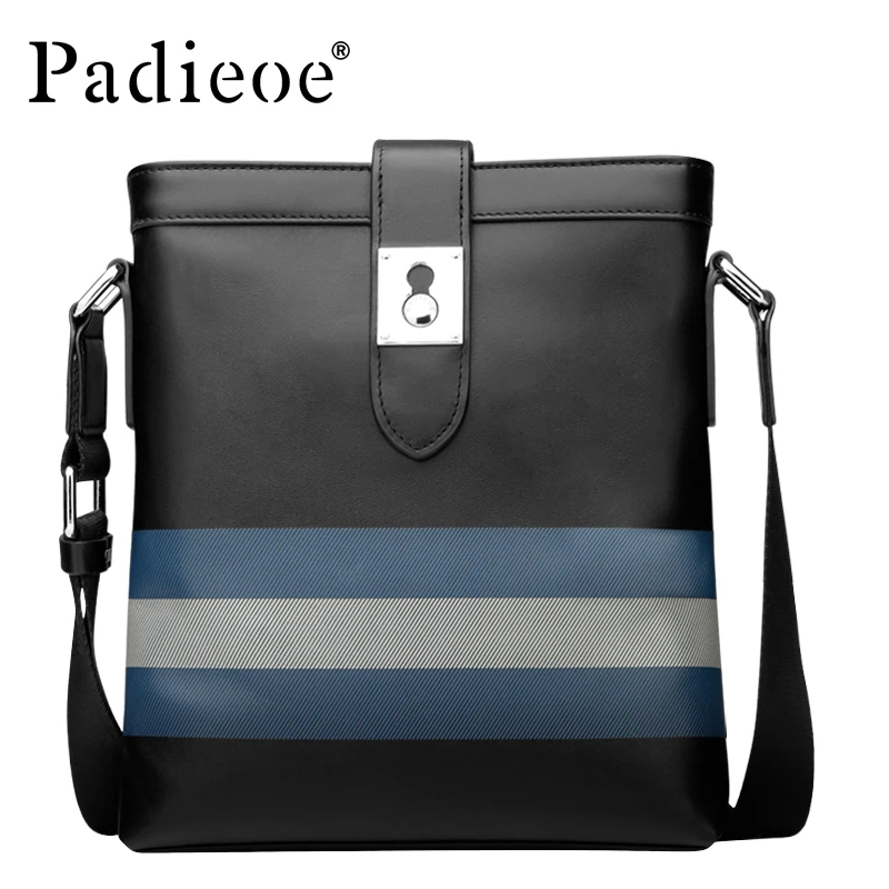 Padieoe Famous Messenger Bags Fashion Men's Crossbody Bag High Quality Genuine Leather Handbags New Designer Male Business Bags