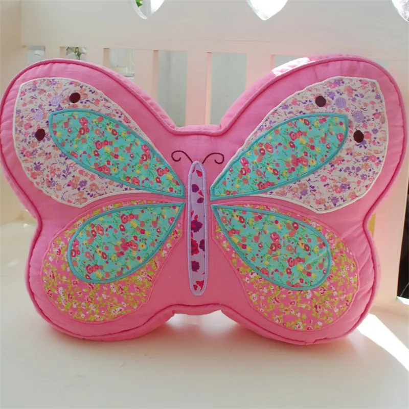 30x40cm Cotton Quilt Cushion Pink Butterfly Shape Pillow Sofa With Core Waist