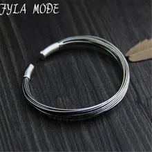 Fyla Mode Authentic 925 Sterling Silver Bangle Bracelet Handmade Original Design Adjustable Bangles for Women Fine Jewelry WT031