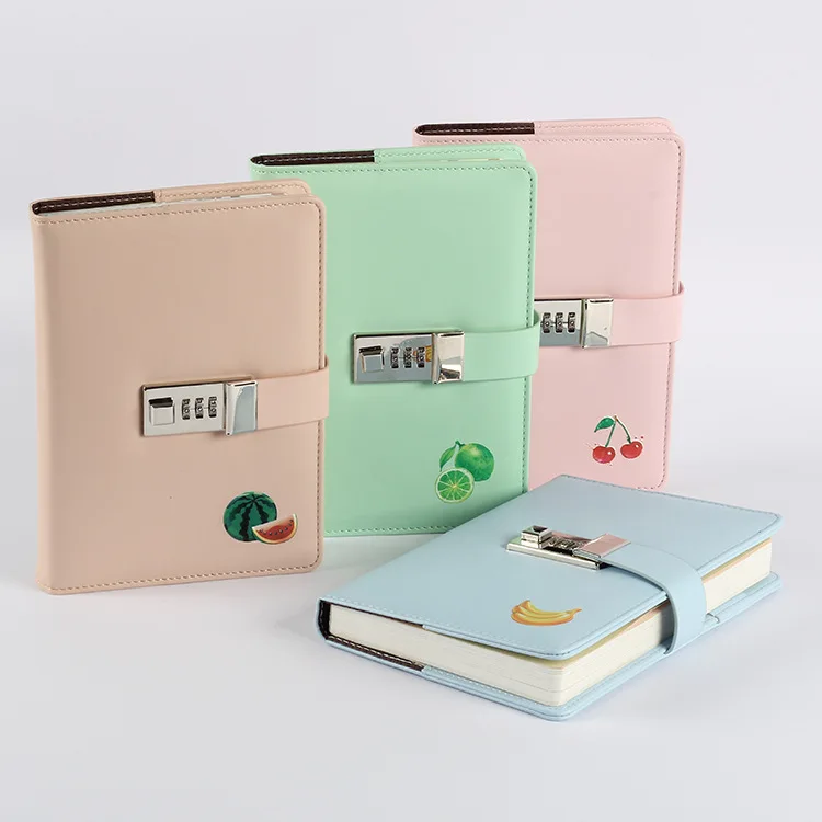 PU Leather A5 Fruit Daily Planner with Lock , Locked Weekly Planner Notebook PU Leather A5 Fruit Daily Planner with Lock , Locked Weekly Planner Notebook