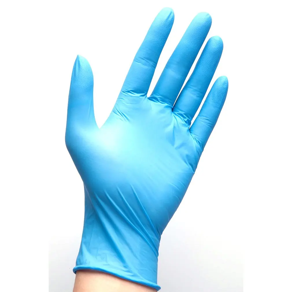 

100PCS/SET Disposable Mechanic Gloves Blue Nitrile Laboratory Nail Art Anti-Static Gloves Household Cleaning Washing