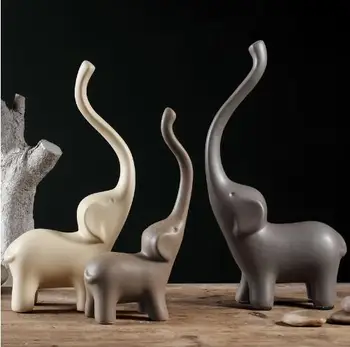 

minimalist ceramic long nose elephant statue home decor crafts room decoration ceramic handicraft porcelain animal figurine