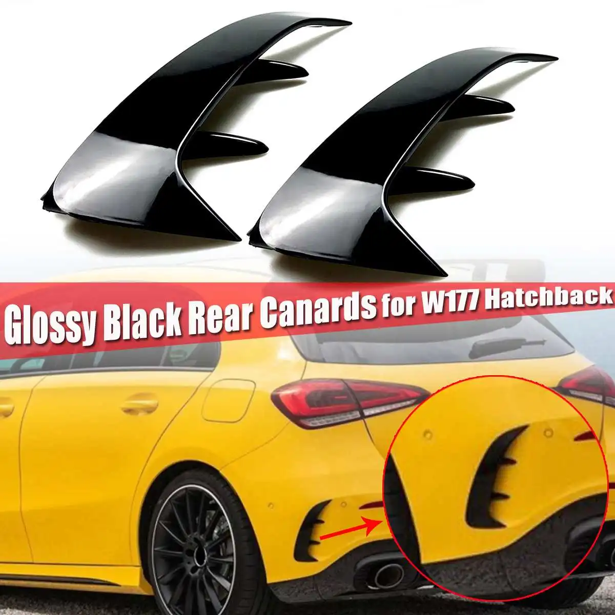 

2pcs Glossy Black Rear Flicks Canards for W177 A200 A250 A35 for AMG 2019