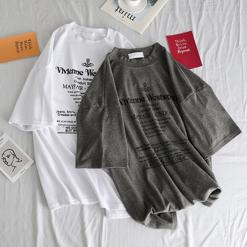 

T-shirts Women Harajuku Letter Printed Simple All-match Unisex Womens Tshirt Summer Tee Top Couple Clothes casual loose t shirt