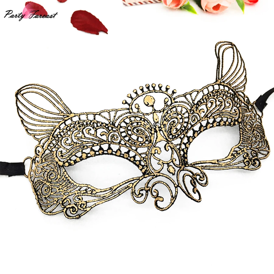 

PF Classic Cat Mask Colorful Fashion Lace Cosplay Costume Masks for Women Men Wedding Birthday Masquerade Party Accessories