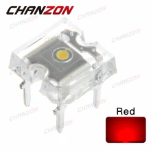 100 шт., плоский светодиодный Диод "Пиранья", красный, прозрачный, 20мА, супер флюс, светильник, светодиод, светодиодный светильник, ультра яркий, сквозное отверстие, лампа