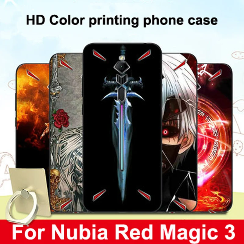 Чехол для zte nubia Red Magic 3, черный бампер, Мягкая силиконовая задняя крышка с рисунком для nubia RedMagic 3 NX629J, чехол для телефона s