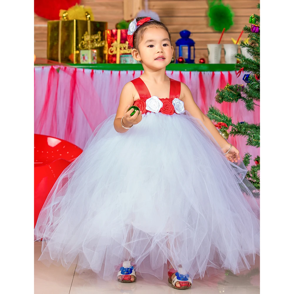 

Chic Princess Girl Christmas Party Dress Vestidos for Baby Kids New Year Pageant Flower Tulle Tutu Dress Ball Gown Girl Clothes