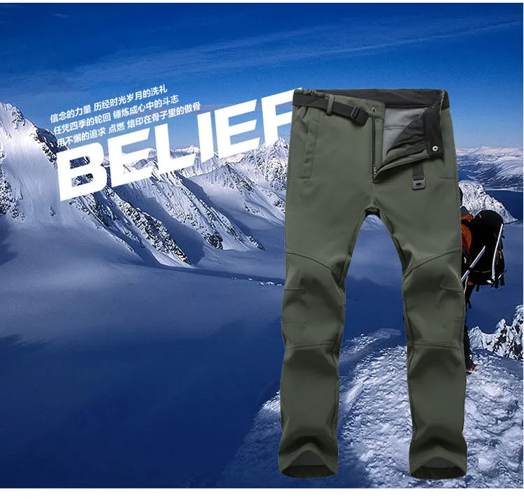 Invierno hombres mujeres Fleece Softshell Camping senderismo pantalones impermeables a prueba de viento térmico senderismo esquí pesca pantalones de gran tamaño