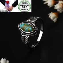 OMHXZJ Европейская мода для женщин и девушек подарок на день рождения свадьбу винтажное бирюзовое 925 Серебряное кольцо RR1035