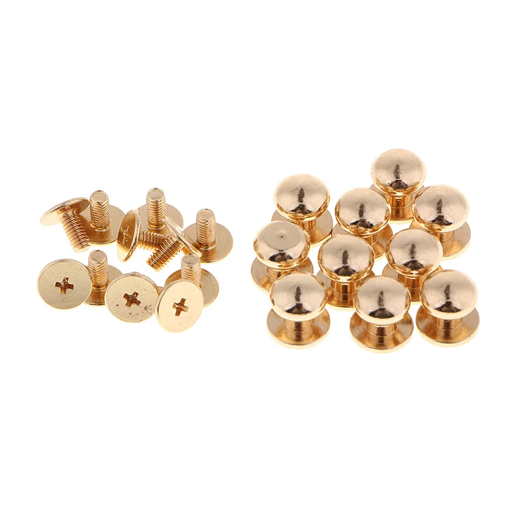 10pcs Brass Round Head Stud Screwback Leather Bag Chicago Screw Nail Rivet