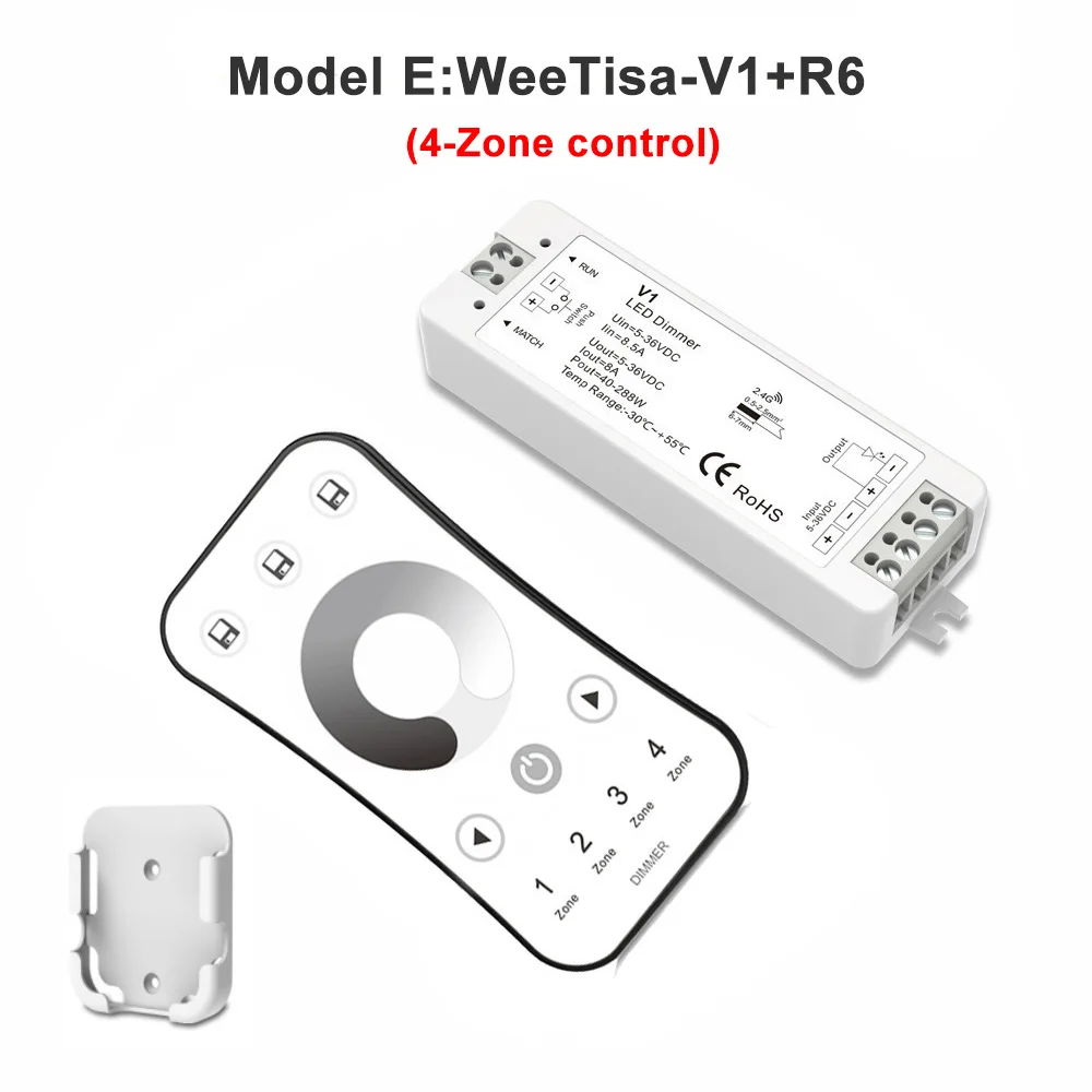 Светодиодный диммер Переключатель PWM Беспроводной RF 2,4 г 4 зоны сенсорный пульт дистанционного управления "умный дом" Wi-Fi реле DC12V 24V контроллер для одного Цвет Светодиодные ленты - Цвет: V1 with R6 Set