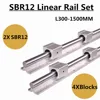 2Set SBR12 300 400 500 600 800 1000 1200 1300 1500mm Fully Supported Linear Rail Slide Shaft Rod With 4Pcs SBR12UU Bearing Block ► Photo 2/6