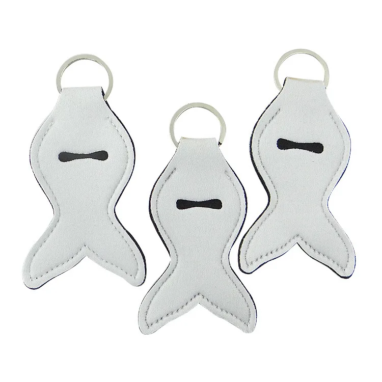 

2pcs white style Keychain Chapstick Wrap Lipstick Cover Mermaid Tail Neoprene Chapstick Holder