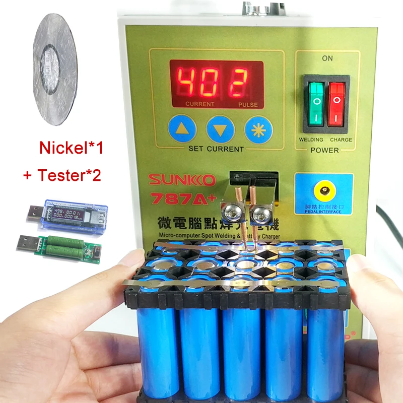 787A Spot Welder Battery Welder For Notebook and Phone Battery Precision Welding +1roll0.1*4mm Nickel strip+1ste Tester 220v