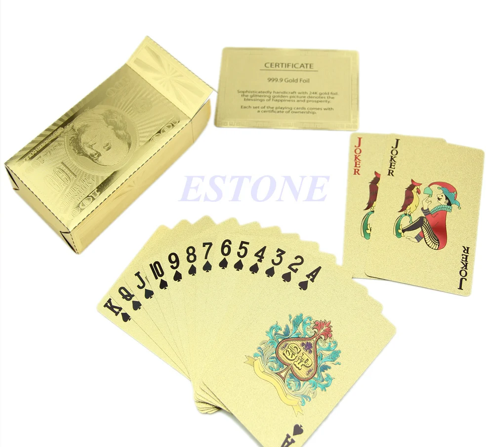 Beste Nieuwe Cool Poker 24 k Gold Foil Plated Poker Speelkaarten Dek Collection ONS Dollors