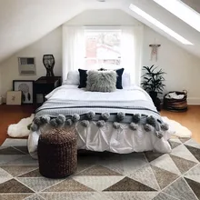 Большой размер геометрический Коврик для гостиной, треугольники коврик для кофейного столика, пасторальное украшение дома прикроватная напольная коврик