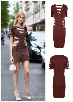

Hot Sale Fashion Sexy Women Hollow Out Short Dress V Neck Solid Regular special Dress