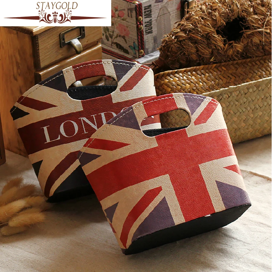

STAYGOLD The British Wind Jack Creative Sundries Storage Basket Home Furnishing British Flag Waterproof Leather Accessories
