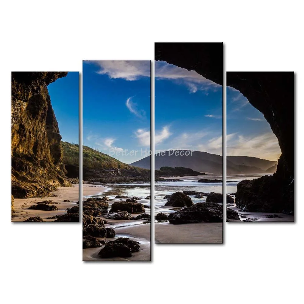 3 Piece Wall Art Painting Auckland New Zealand A Large Cave On Beach