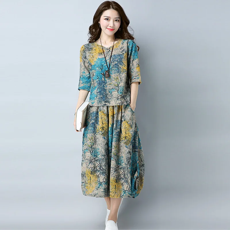 

Vintage Floral Print Chiffon Dress Women 2020 New Fashion Two Pieces Set Elastic Waist Long Sleeve Dresses Casual