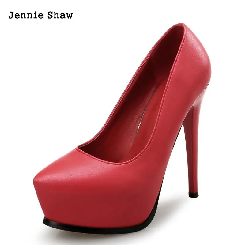 

12cm Women High Heels Sexy Pumps Sheepskin Genuine Leather Women Shoes Platform Shoes