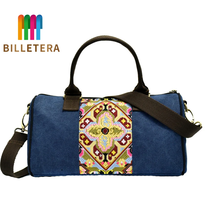 

BILLETERA Large Capacity Ethnic Embroidered New Canvas Multi-functional Travel Bag Shoulder Bag Top-handle Bag