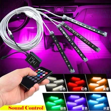 4 в 1 беспроводной пульт дистанционного управления/музыка/Голосовое управление автомобиля RGB светодиодный неоновая лампа для внутреннего освещения полосы декоративные огни Colorfu атмосферный свет