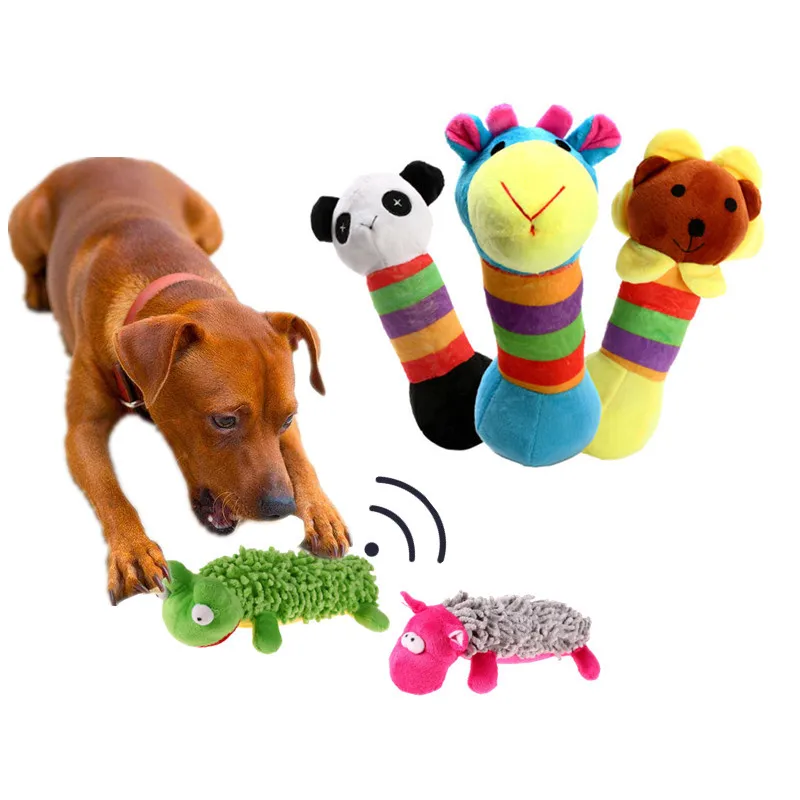 Funny Plush Pet Dog Squeak Toys Fleece Puppy Dog Teeth Bite Chew Toys