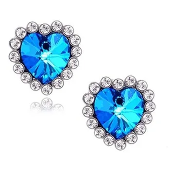 

Europe And The United States Punk 2018 New Fashion Earrings Crystal Peach Heart Earrings Manufacturers Wholesale Neoglory